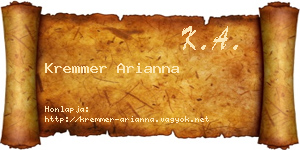 Kremmer Arianna névjegykártya